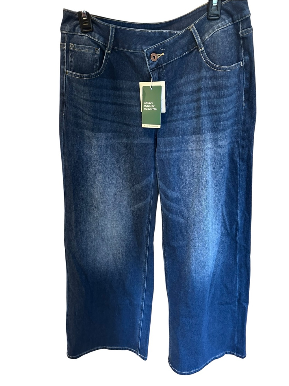 HALARA Asymmetrical Waist Women's Wide-Leg Dark Blue Jeans